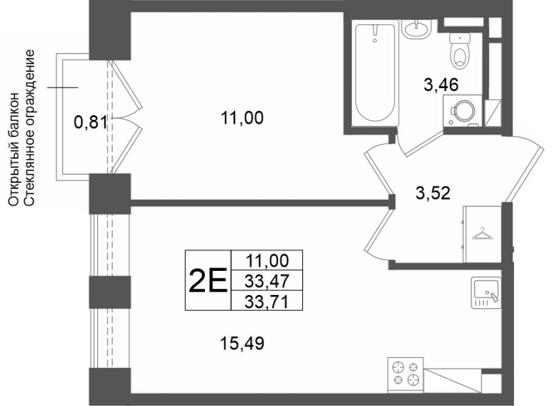 2 ккв (Евро) 33,5 м²