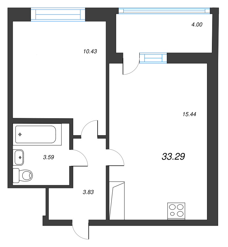 2 ккв (Евро) 33,3 м²