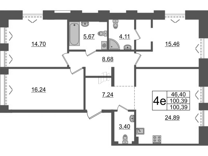 4 ккв (Евро) 100,4 м²