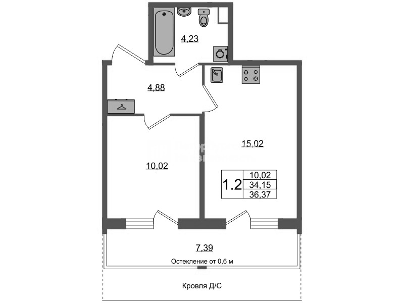 2 ккв (Евро) 34,2 м²