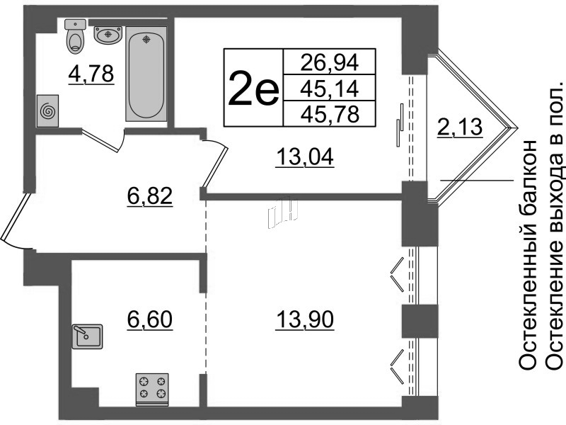 2 ккв (Евро) 45,1 м²