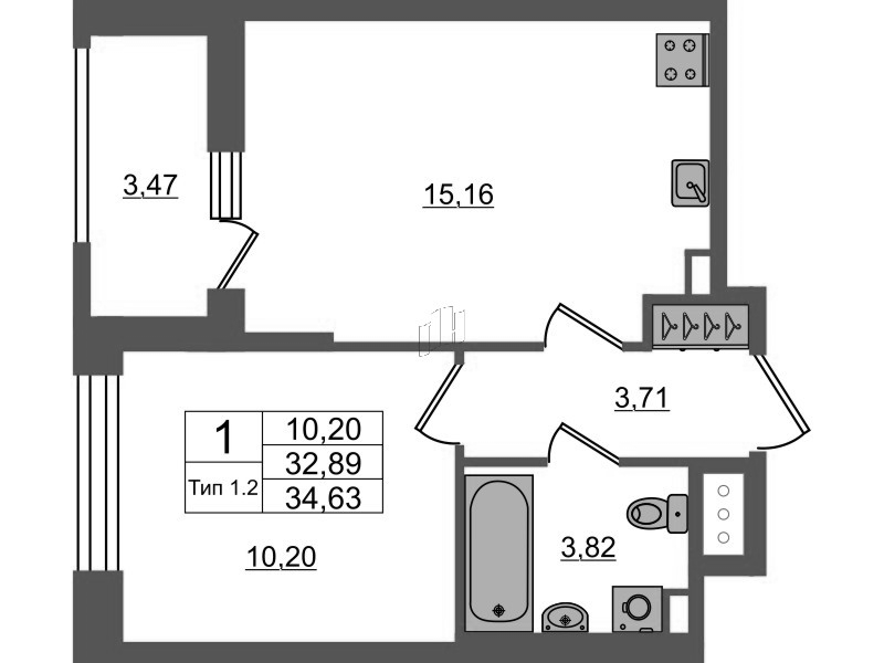 2 ккв (Евро) 32,9 м²
