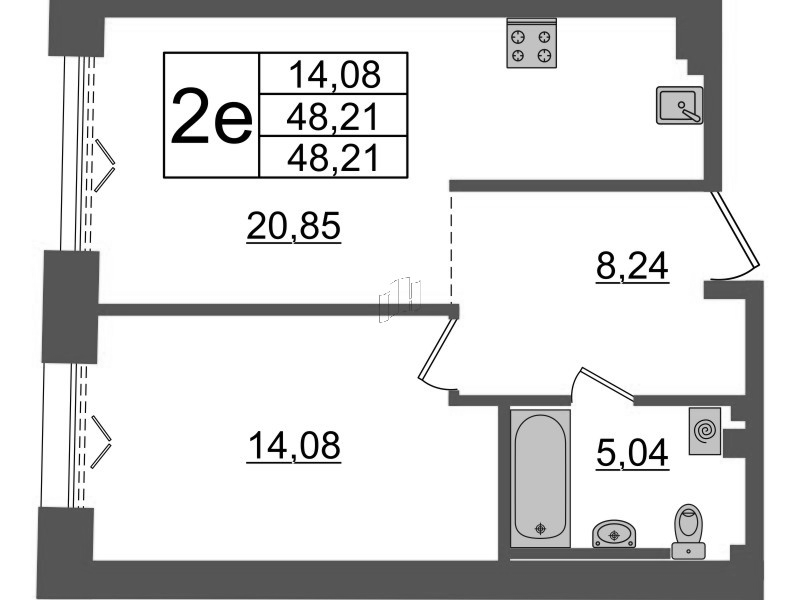 2 ккв (Евро) 48,2 м²