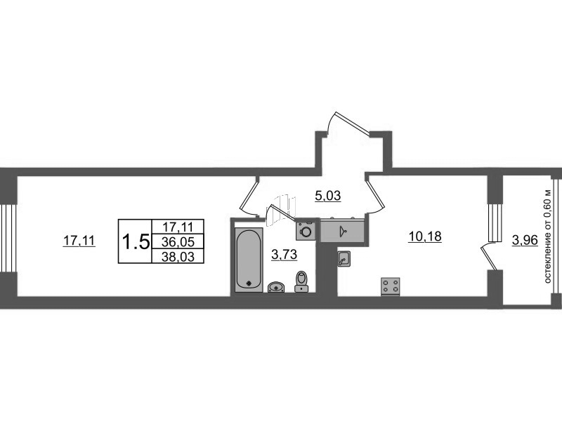 1 ккв 36,1 м²