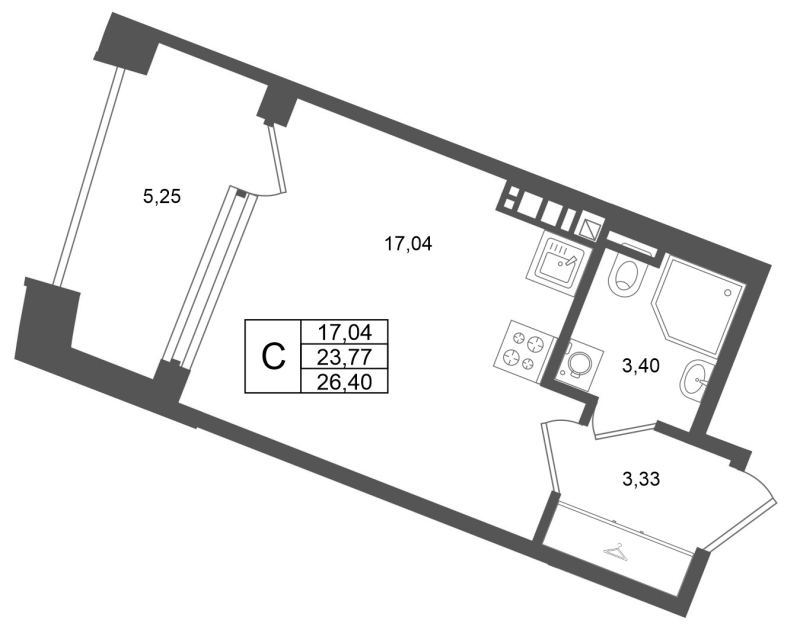 Студия 23,8 м²