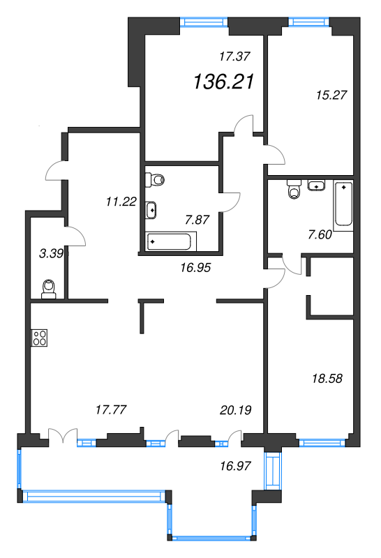 4 ккв (Евро) 136,2 м²