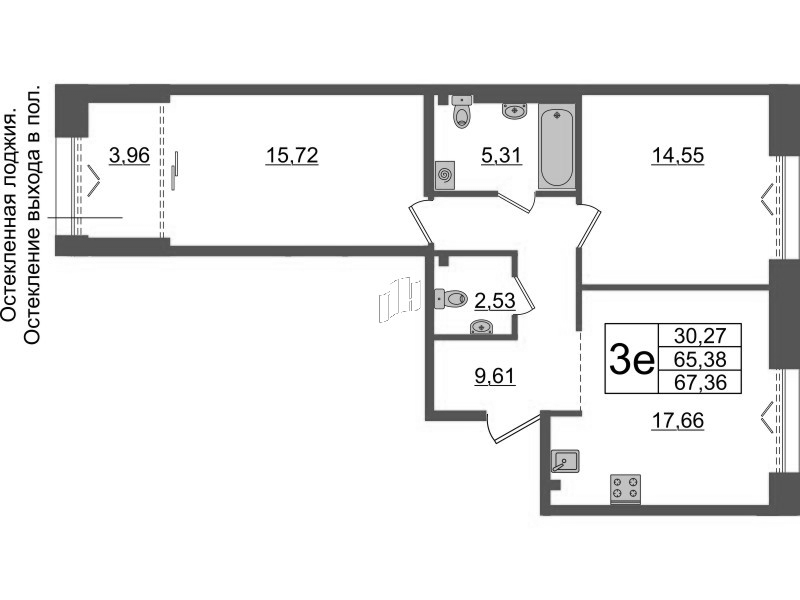 3 ккв (Евро) 65,4 м²