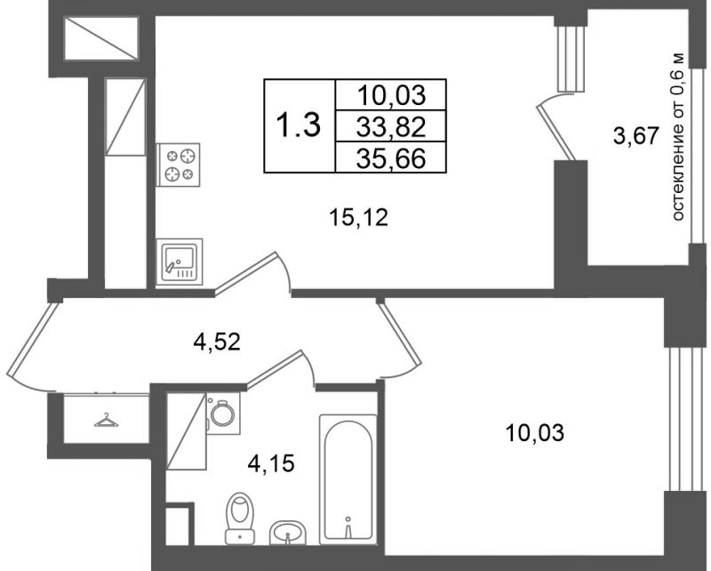 2 ккв (Евро) 33,8 м²