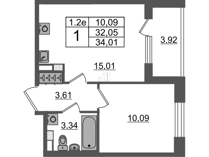 2 ккв (Евро) 32,1 м²