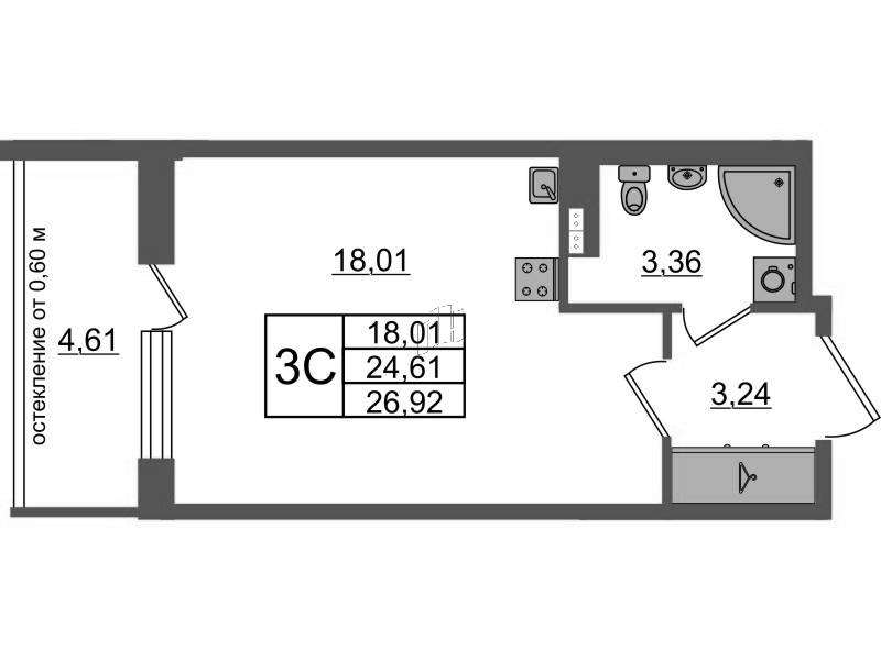 Студия 24,6 м²