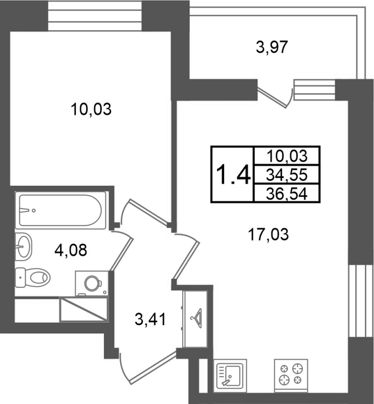 2 ккв (Евро) 34,6 м²