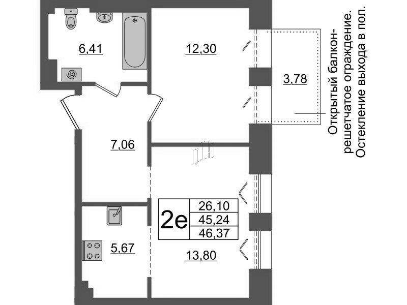 2 ккв (Евро) 45,2 м²