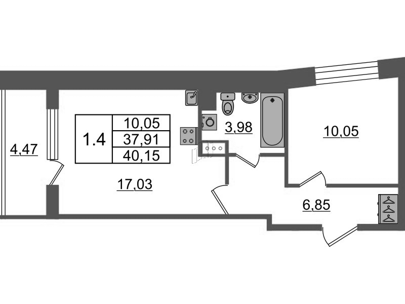 2 ккв (Евро) 37,9 м²