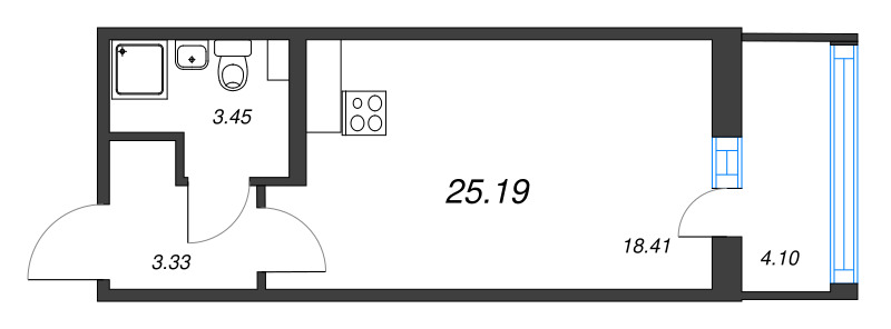 Студия 24,9 м²