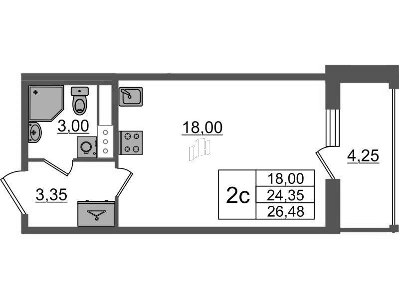Студия 24,4 м²