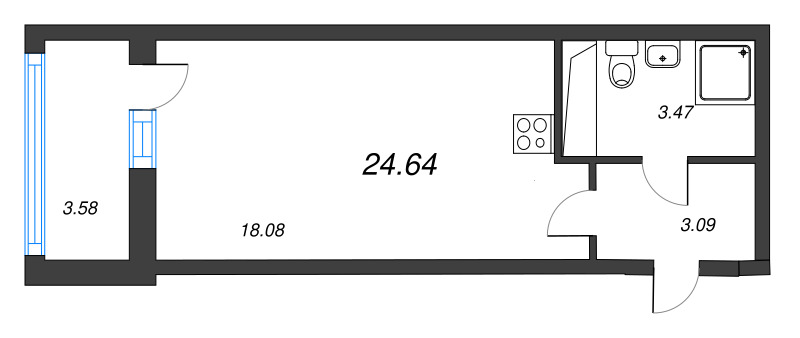 Студия 24,6 м²