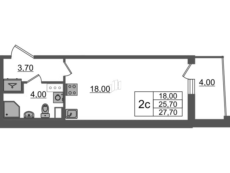 Студия 25,7 м²