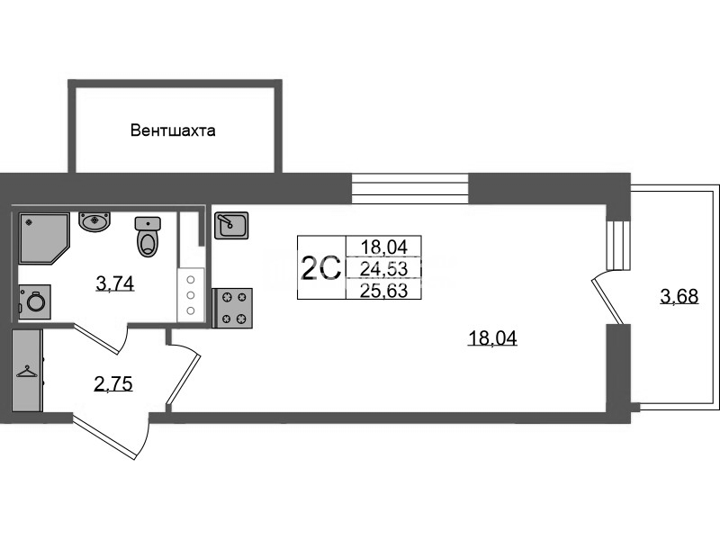Студия 24,5 м²