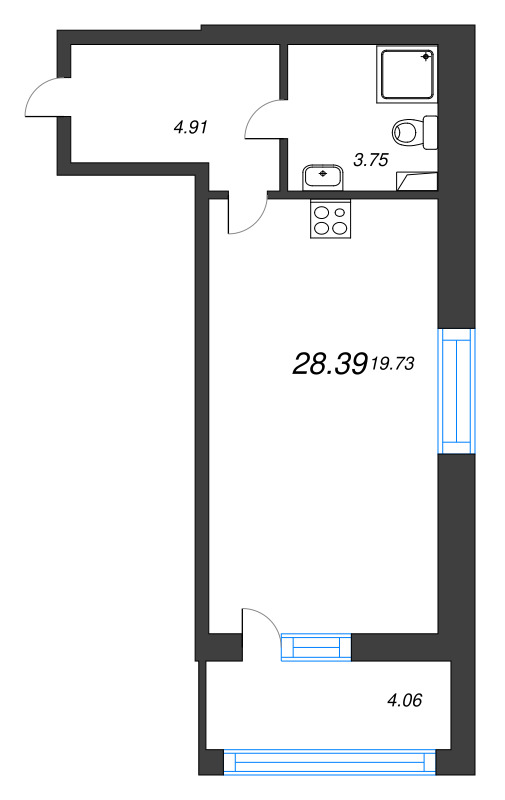 Студия 27,8 м²