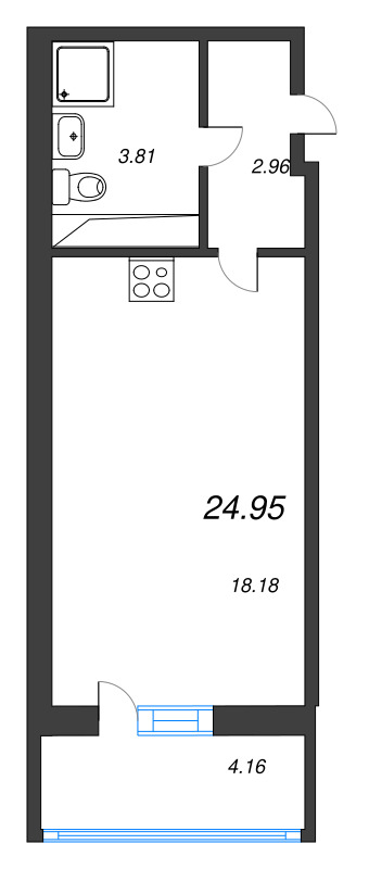 Студия 25 м²