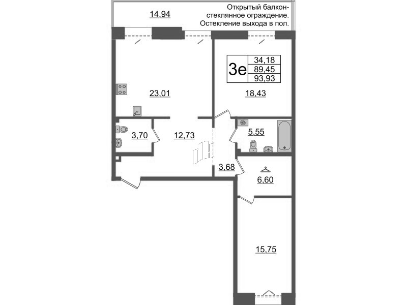 3 ккв (Евро) 89,5 м²