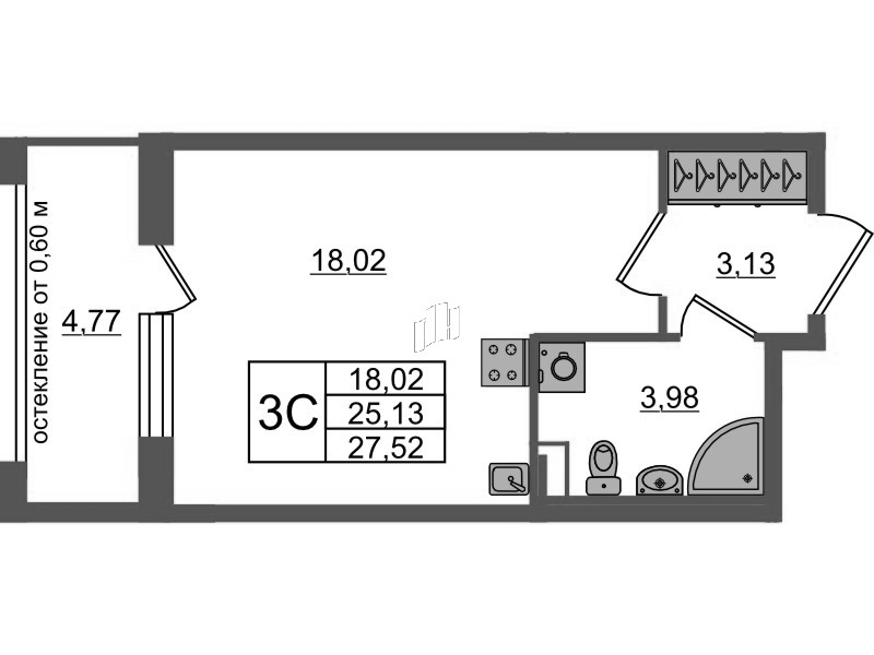 Студия 25,1 м²
