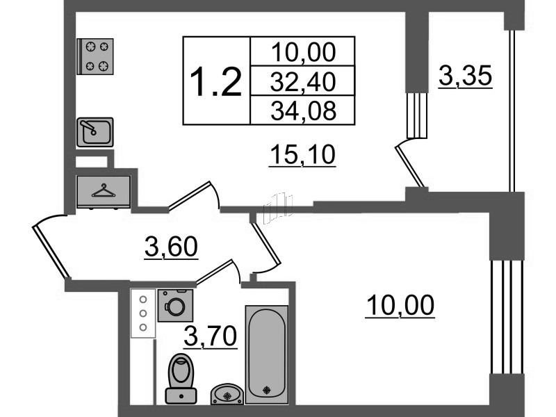 2 ккв (Евро) 32,4 м²
