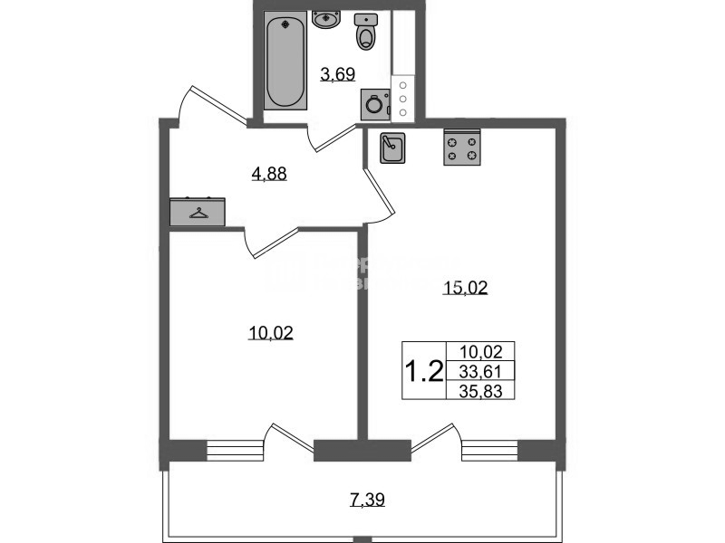 2 ккв (Евро) 33,6 м²