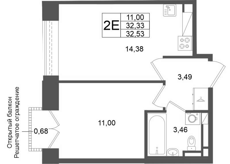 1 ккв 32,3 м²