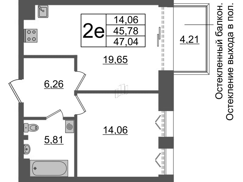 2 ккв (Евро) 45,8 м²