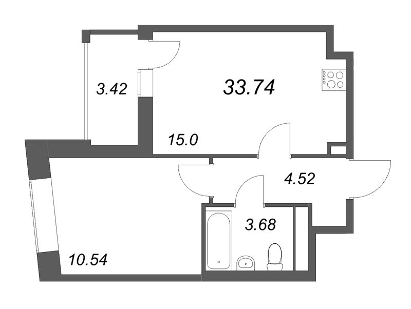 2 ккв (Евро) 33,7 м²