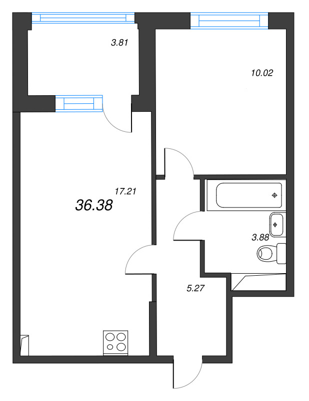 2 ккв (Евро) 36,4 м²