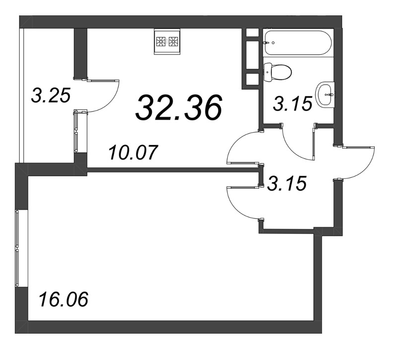 1 ккв 32,4 м²
