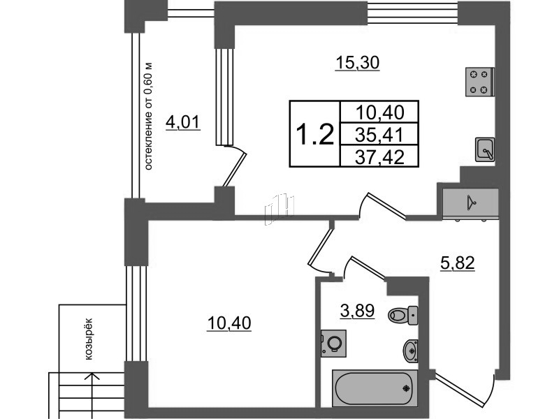 2 ккв (Евро) 35,4 м²