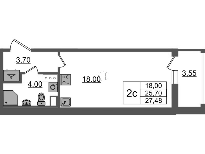 Студия 25,7 м²