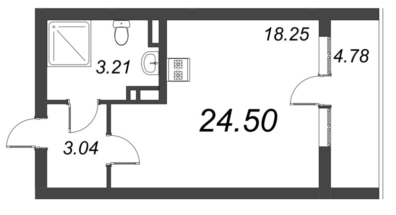 Студия 24,2 м²