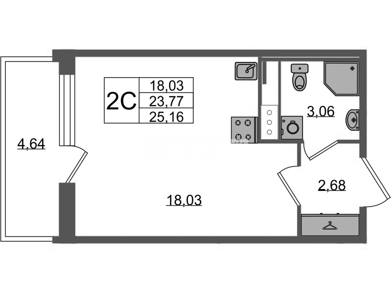 Студия 23,8 м²