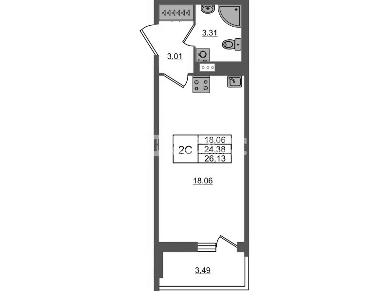 Студия 24,4 м²