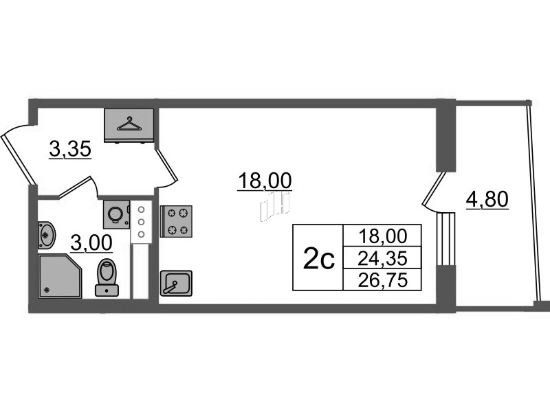 Студия 24,4 м²