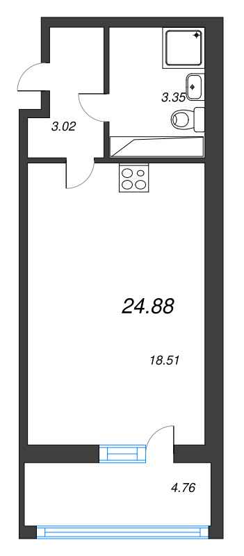 Студия 24,9 м²