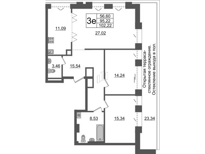 3 ккв 95,2 м²