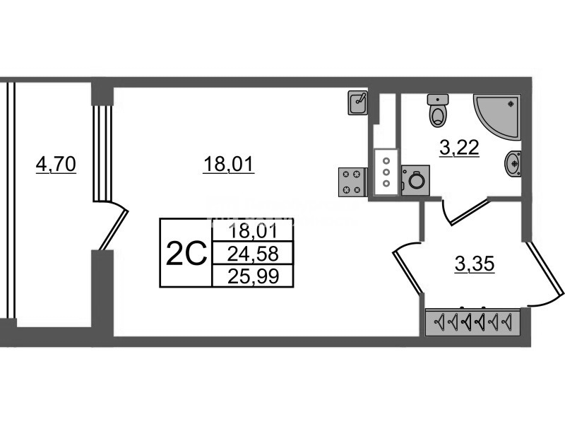 Студия 24,6 м²