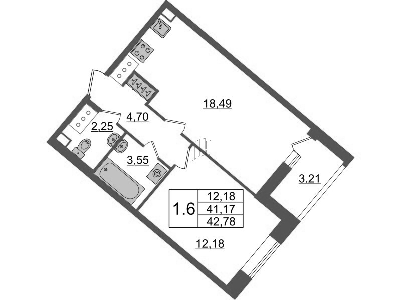 2 ккв (Евро) 40,6 м²