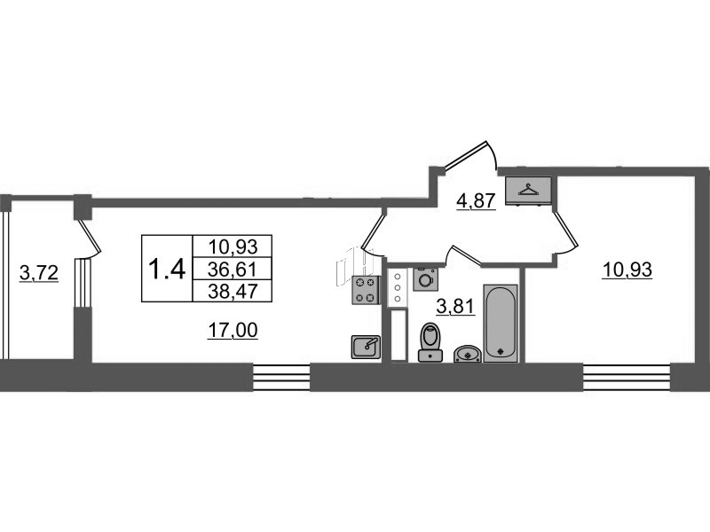 2 ккв (Евро) 36,6 м²