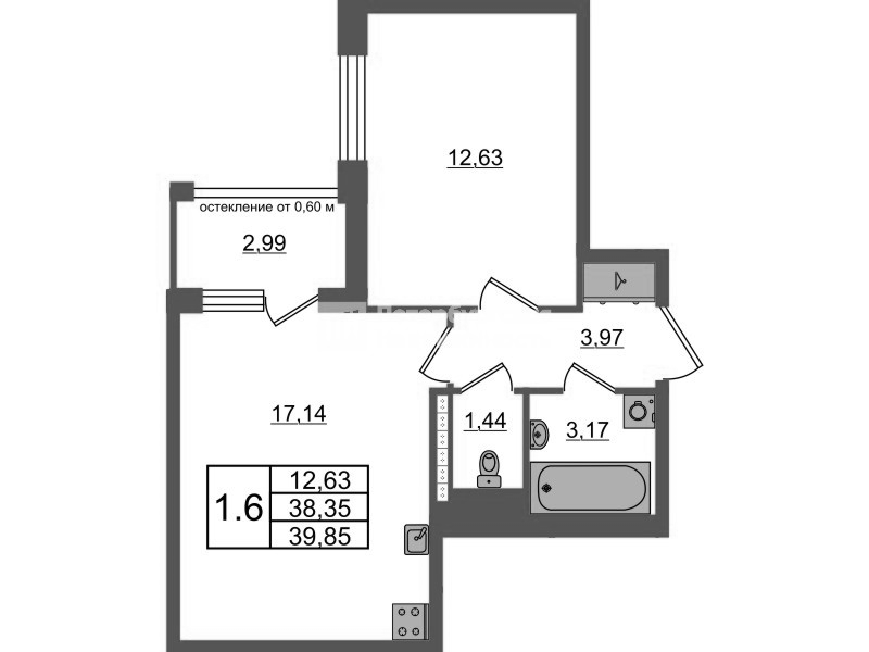 2 ккв (Евро) 38,4 м²