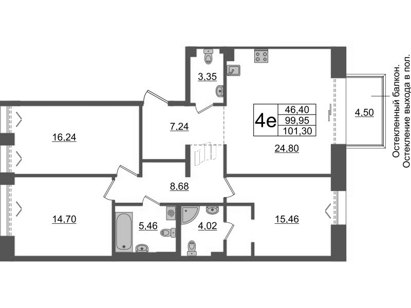 4 ккв (Евро) 100 м²