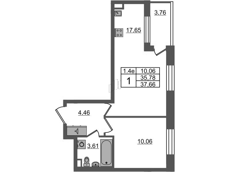 2 ккв (Евро) 35,8 м²