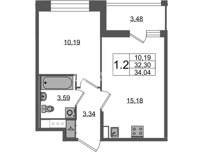 2 ккв (Евро) 32,3 м²