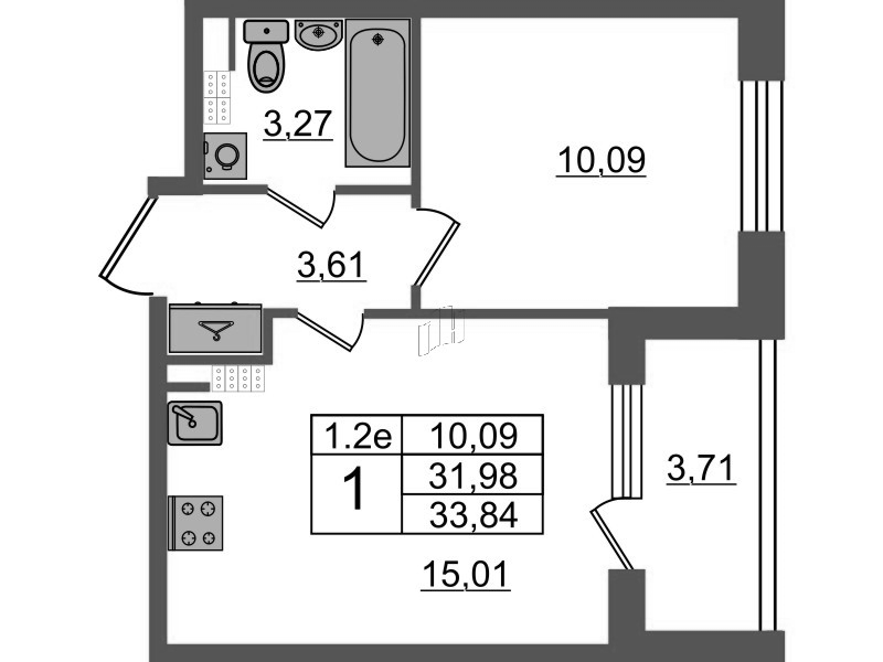 2 ккв (Евро) 32 м²