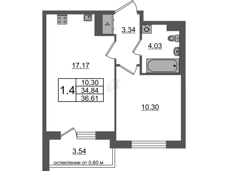2 ккв (Евро) 34,8 м²